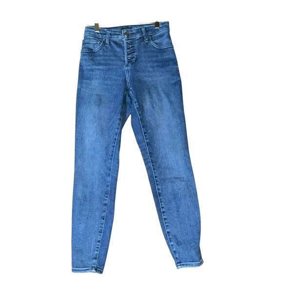 Express High Rise Button Fly Skinny Jeans Medium Wash Denim Women's Size 2R - Picture 1 of 8